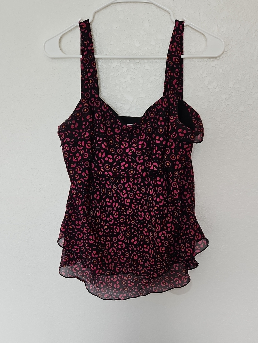 Womens Size XL Ruffled Top In Pink & Black